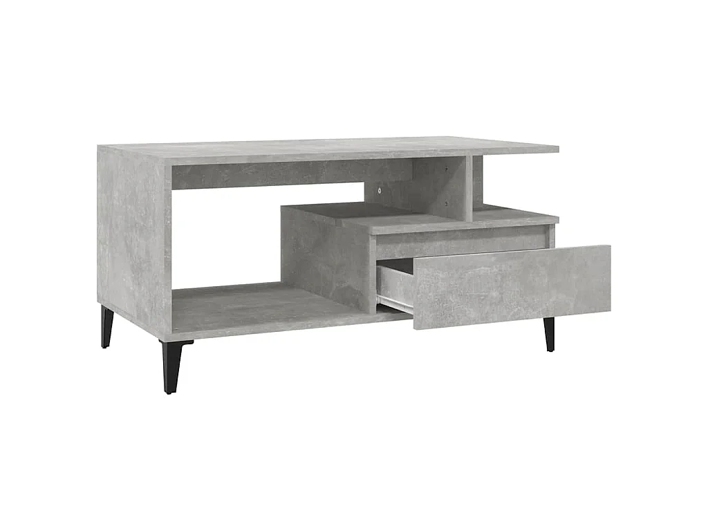Tavolino Salotto Grigio Cemento 90x49x45 cm Legno Multistrato