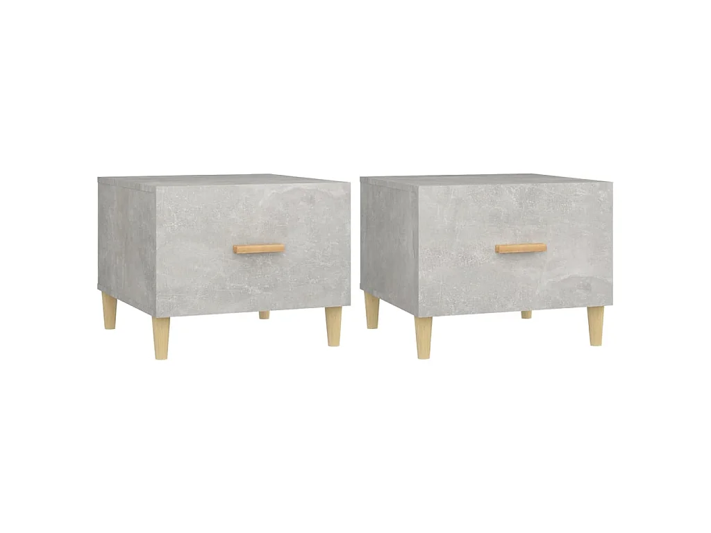 Tables basses 2 pcs gris béton 50x50x40 cm bois d'ingénierie
