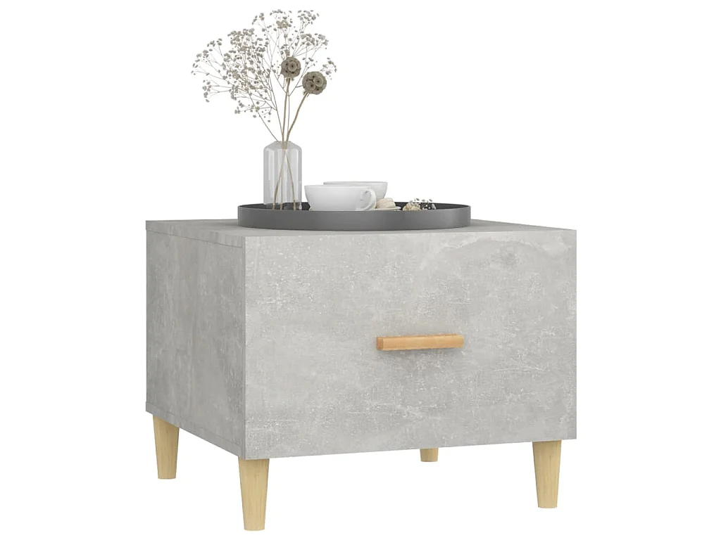 Salontafels 2 st 50x50x40 cm bewerkt hout betongrijs