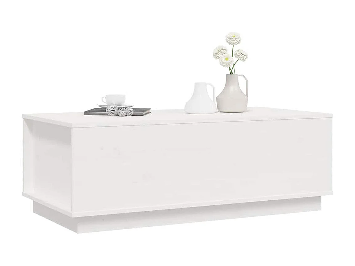 Table basse Blanc 100x50x35 cm Bois massif de pin
