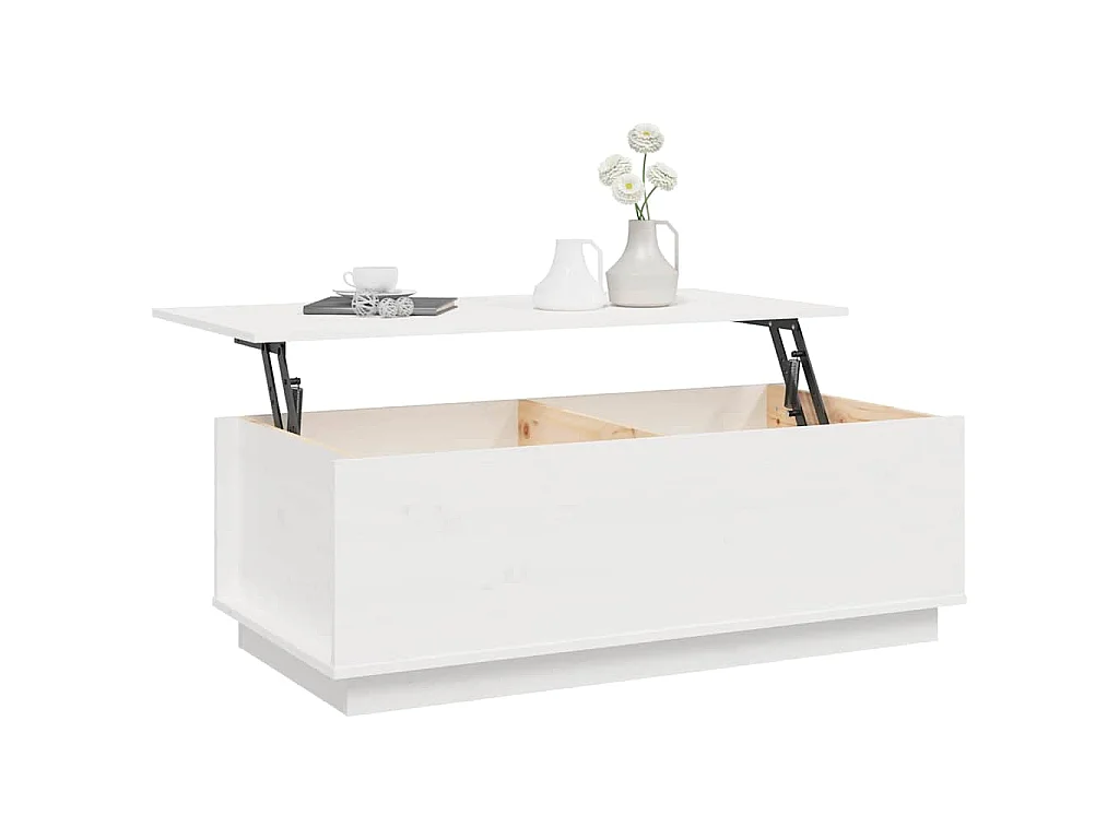 Couchtisch Weiß 100x50x35 cm Massivholz Kiefer