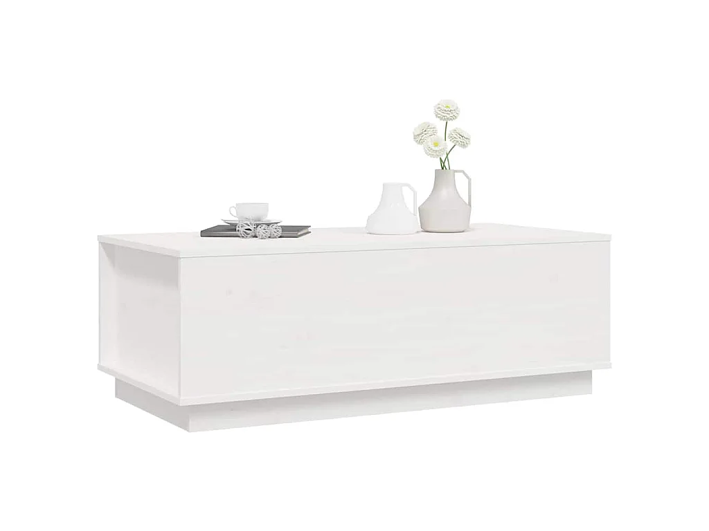 Table basse Blanc 100x50x35 cm Bois massif de pin