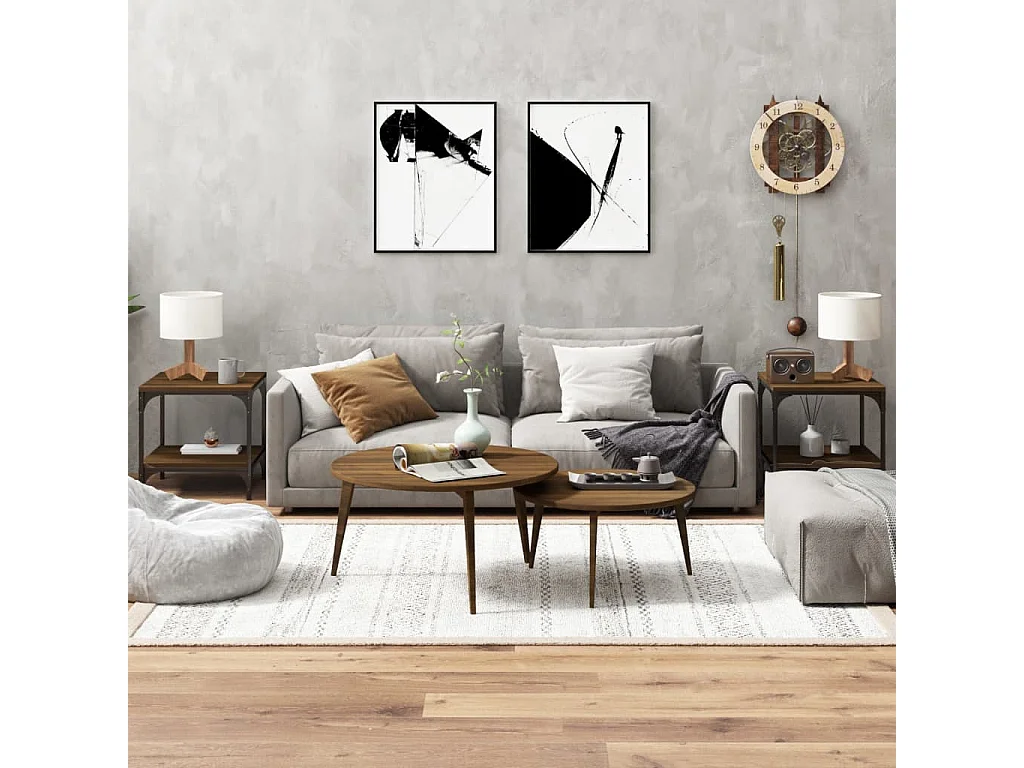 Bijzettafels 2 st 40x40x40 cm bewerkt hout bruineiken