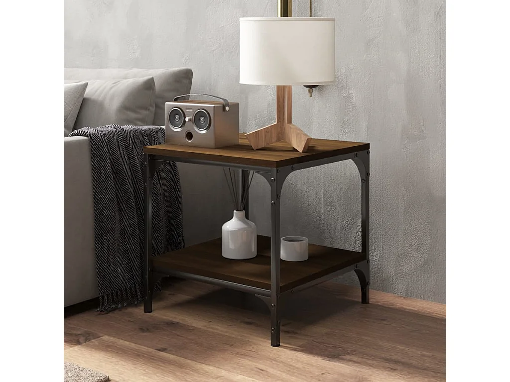 Bijzettafels 2 st 40x40x40 cm bewerkt hout bruineiken