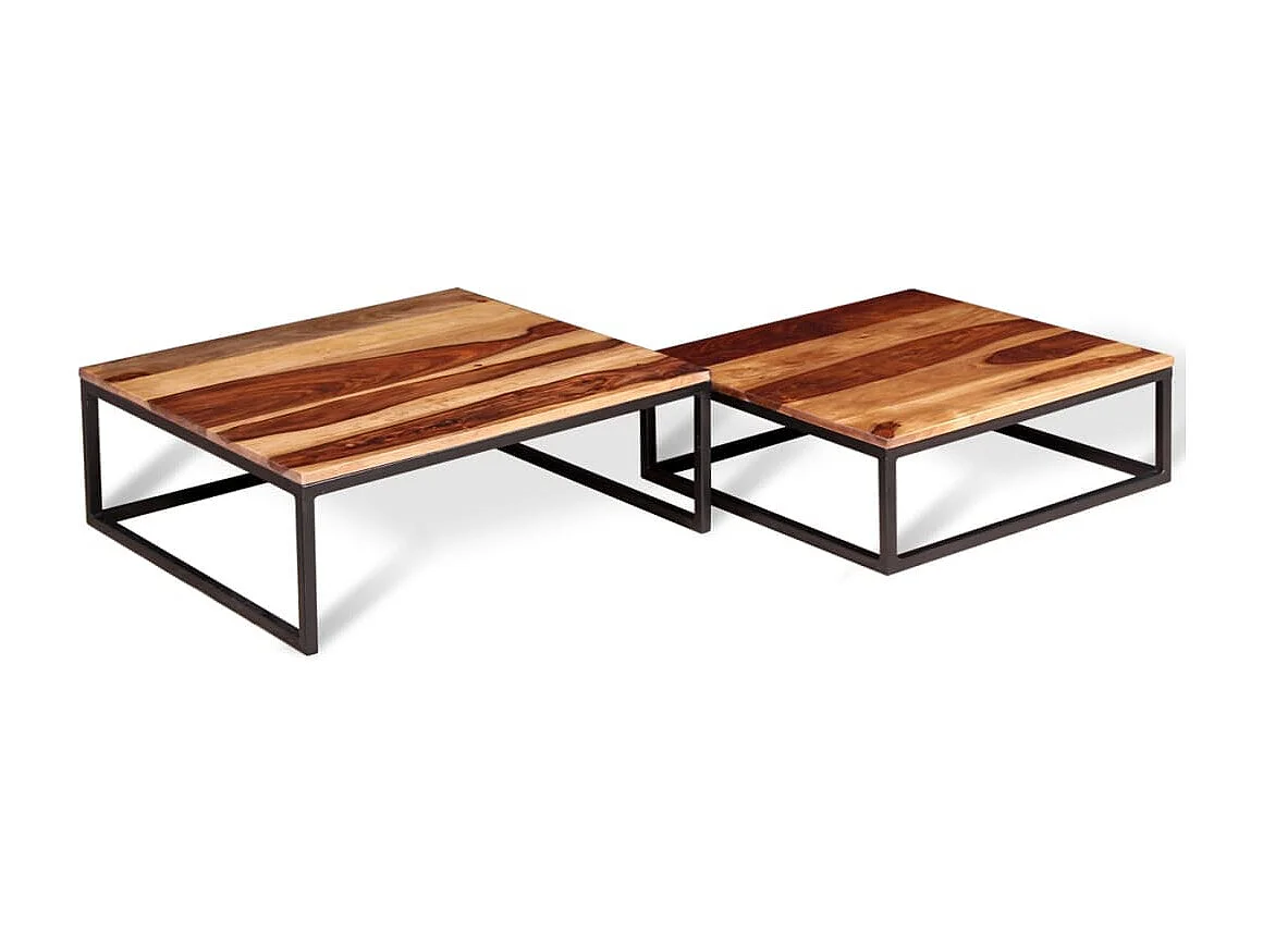 Zweiteiliges Satztisch-Set Couchtisch Massivholz