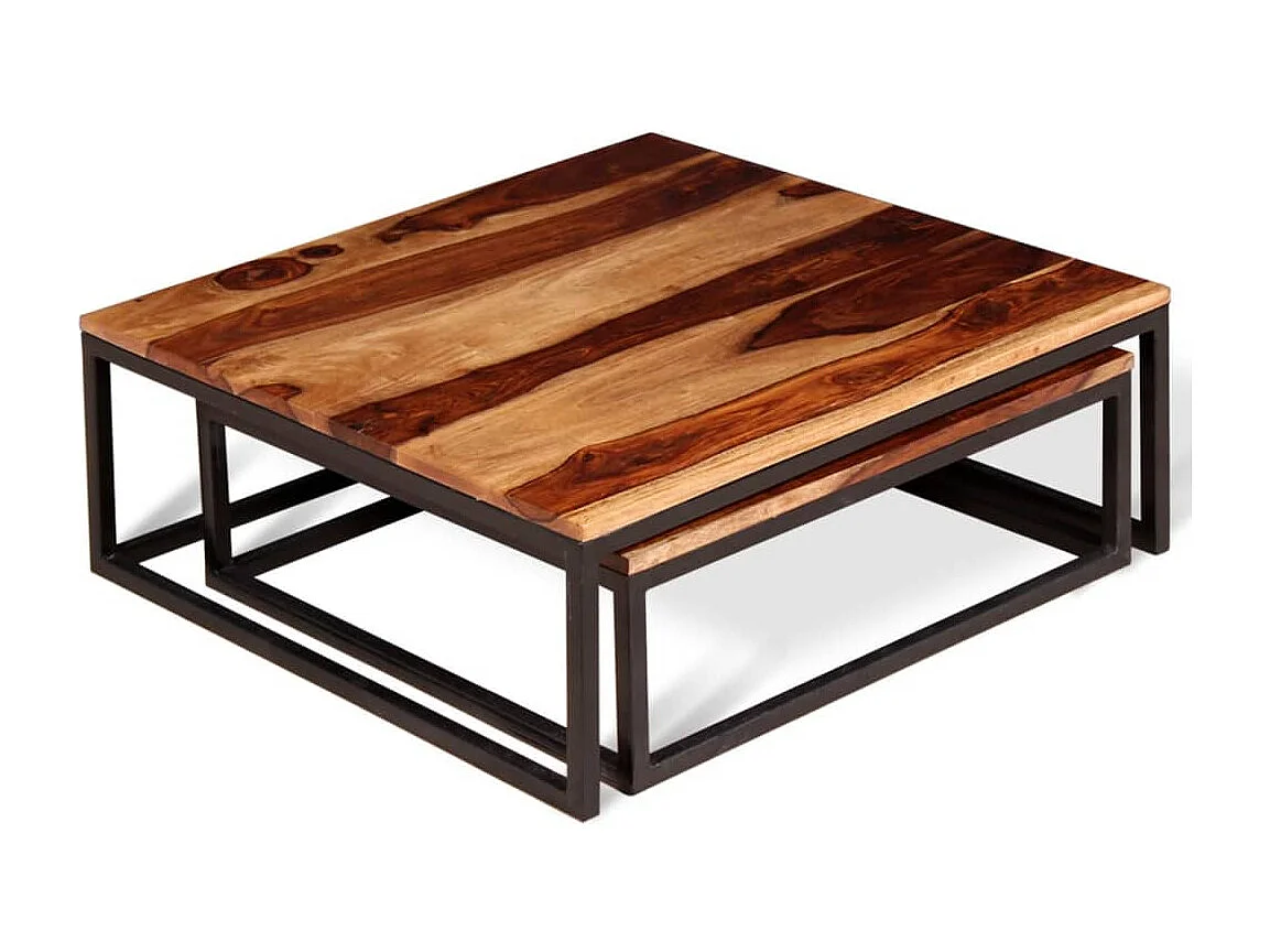 Ensemble de table basse gigogne 2 pcs Bois massif