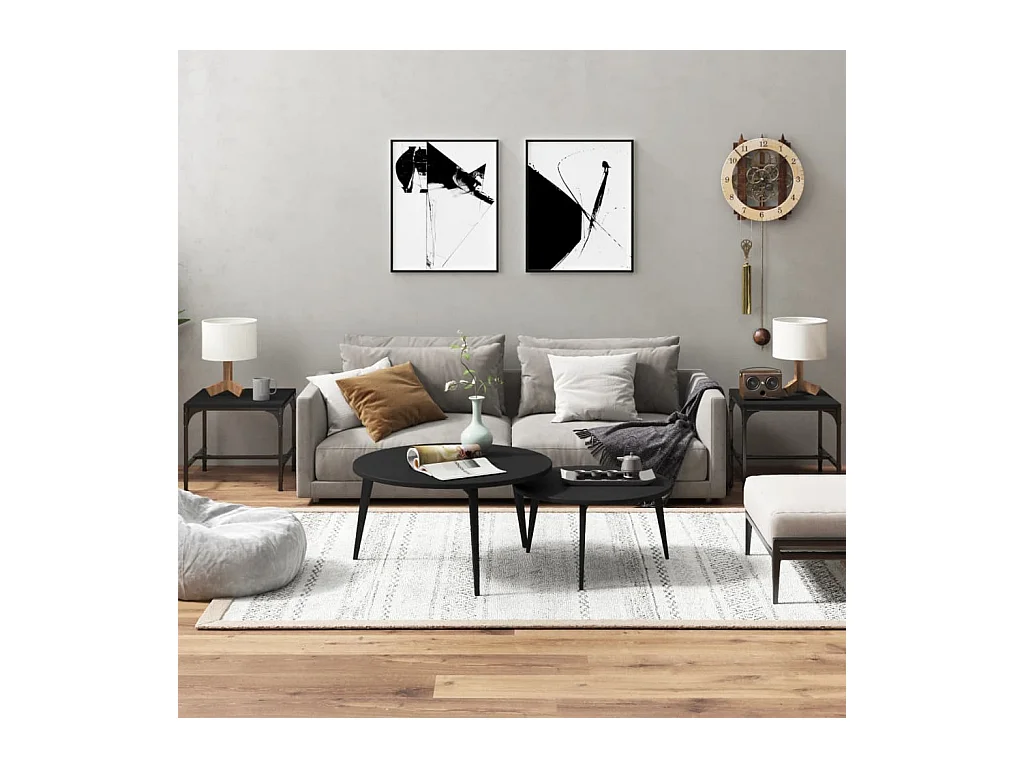 Tables d'appoint 2 pcs Noir 40x40x35 cm Bois d'ingénierie
