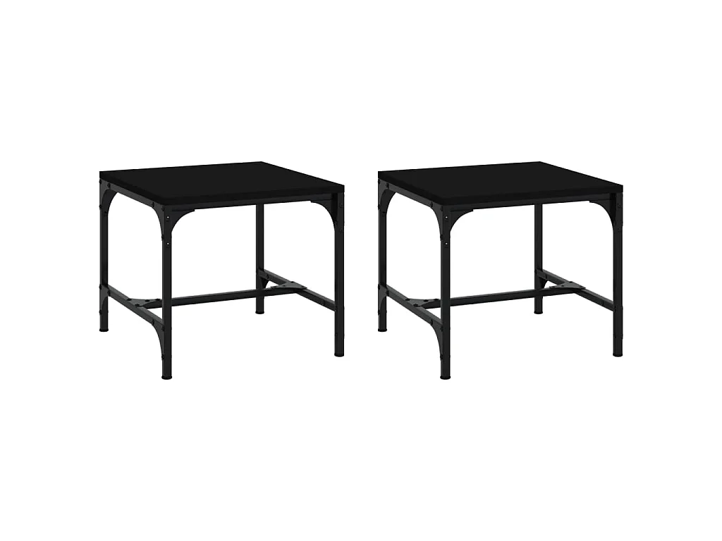 Bijzettafels 2 st 40x40x35 cm bewerkt hout zwart