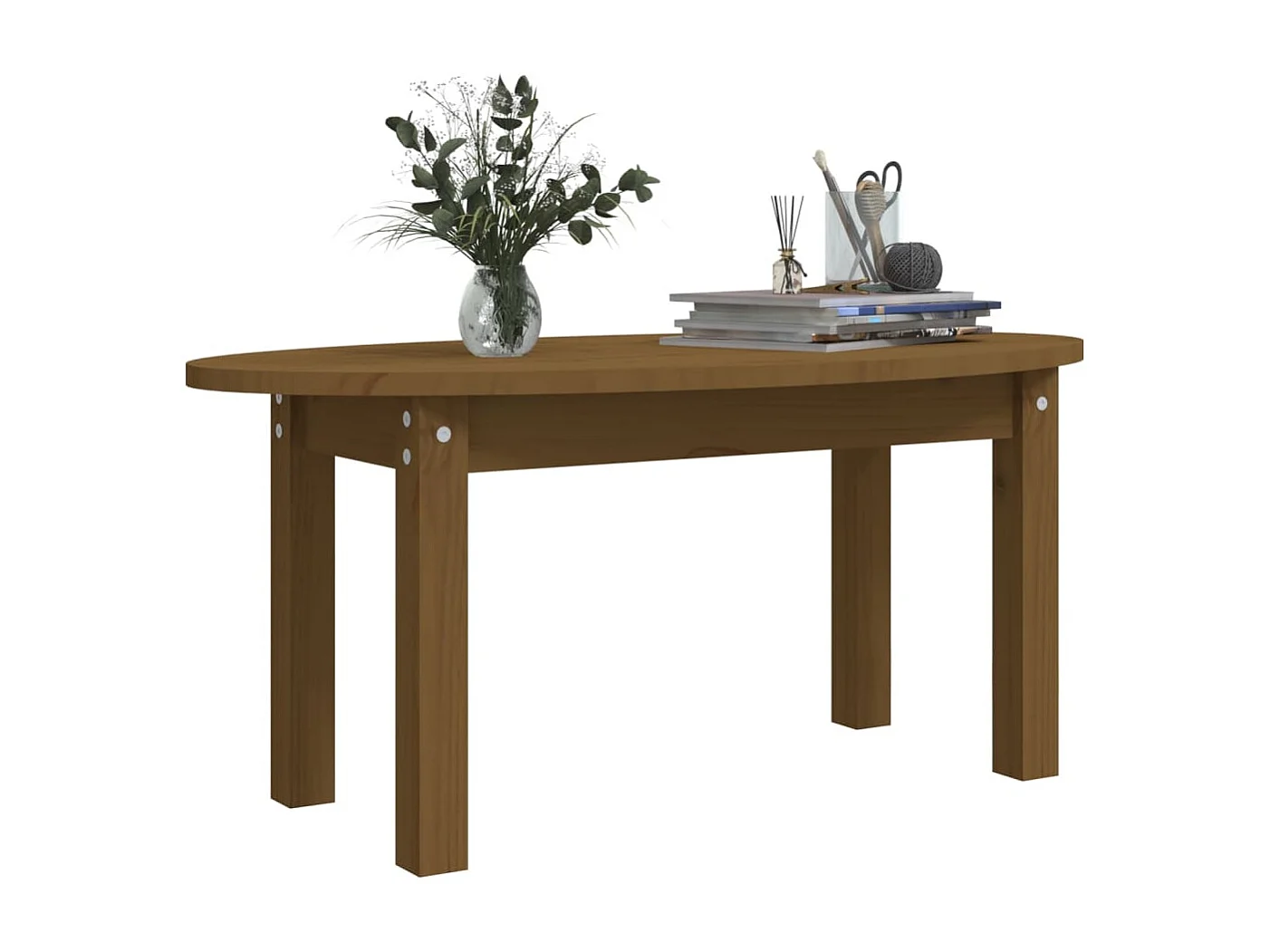 Mesa de centro 80x40x35 cm madeira de pinho maciça castanho-mel