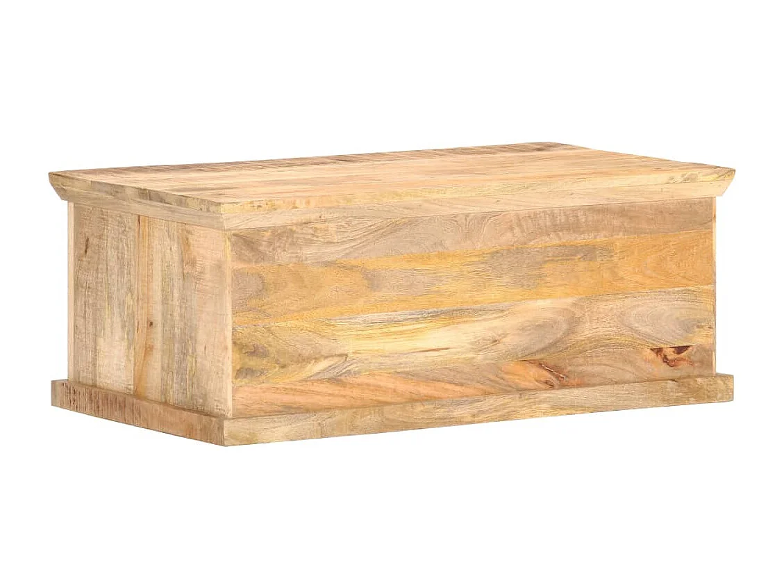 Couchtisch 90x50x35 cm Massivholz Mango und Naturgeflecht