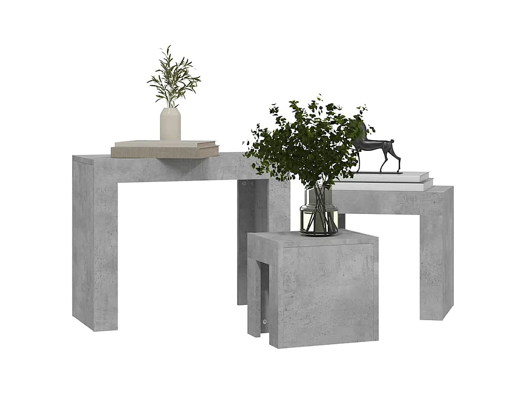 Tables basses gigognes 3 pcs Gris béton Bois d'ingénierie
