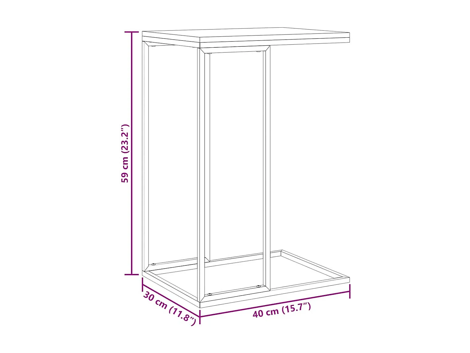Table d'appoint Blanc 40x30x59 cm Bois d'ingénierie