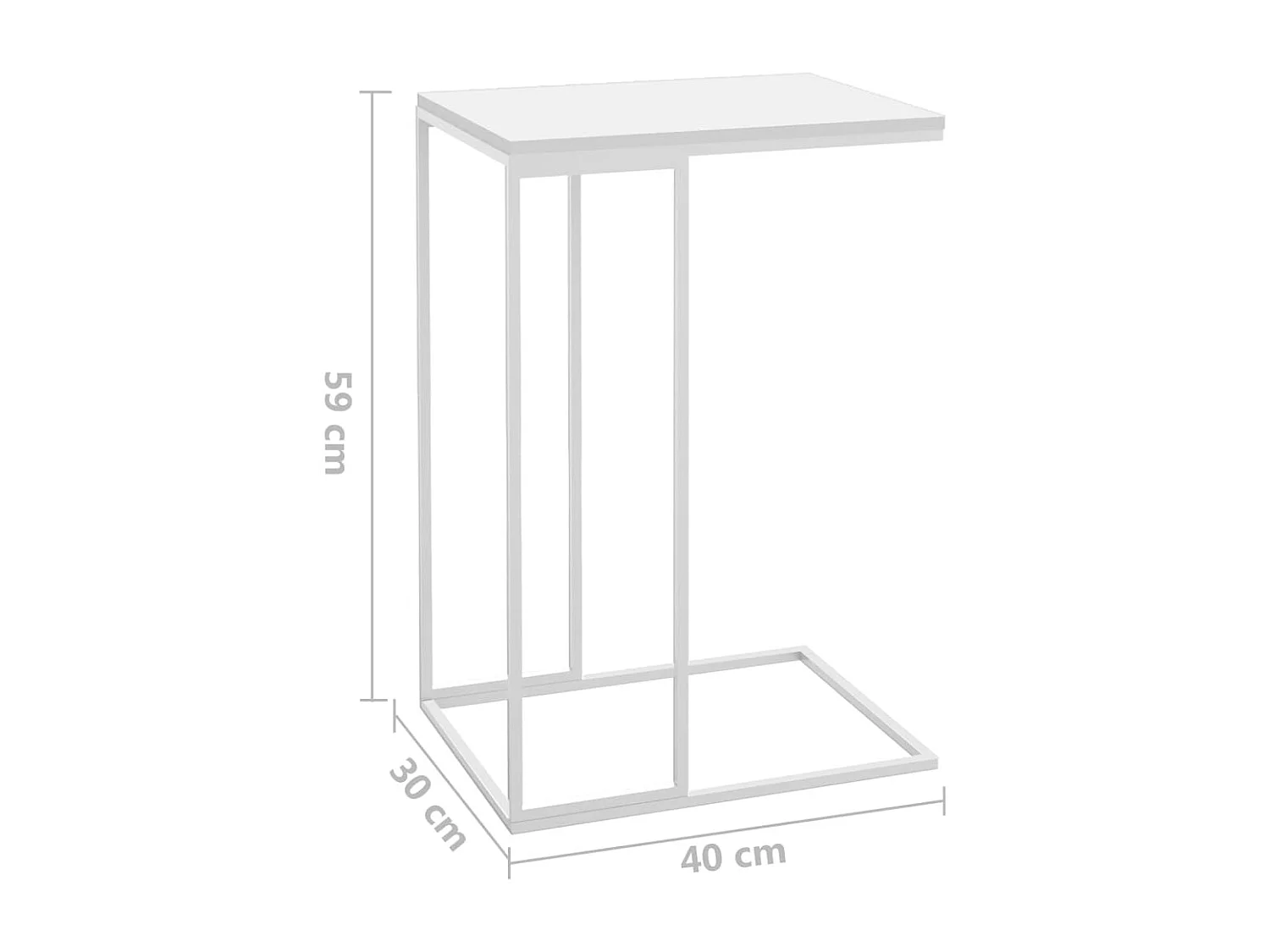 Table d'appoint Blanc 40x30x59 cm Bois d'ingénierie