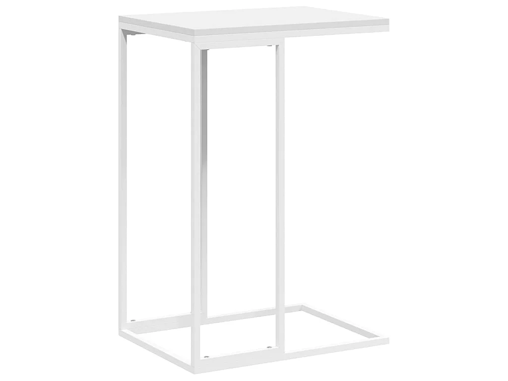 Mesa auxiliar de madera contrachapada blanco 40x30x59 cm