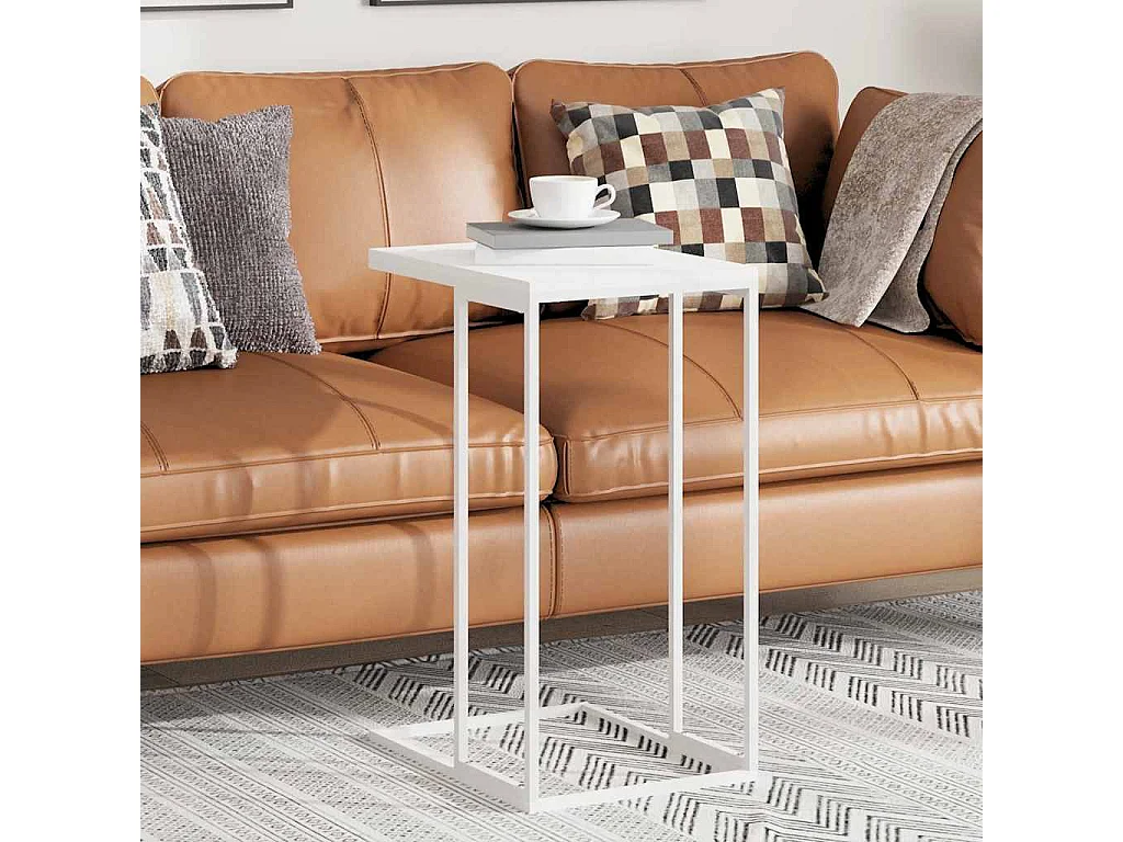 Mesa auxiliar de madera contrachapada blanco 40x30x59 cm