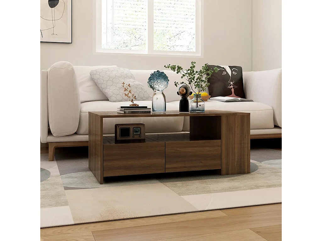 Table basse chêne marron 102x55x42 cm bois d'ingénierie