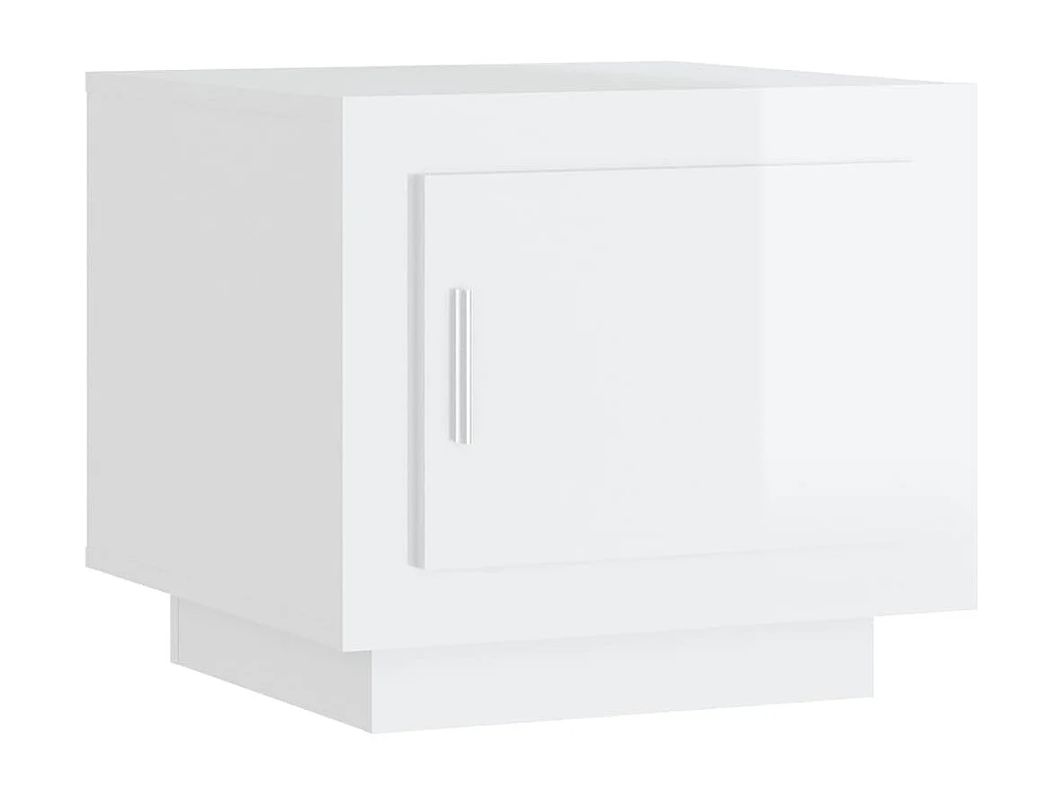 Table basse blanc brillant 51x50x45 cm bois d'ingénierie