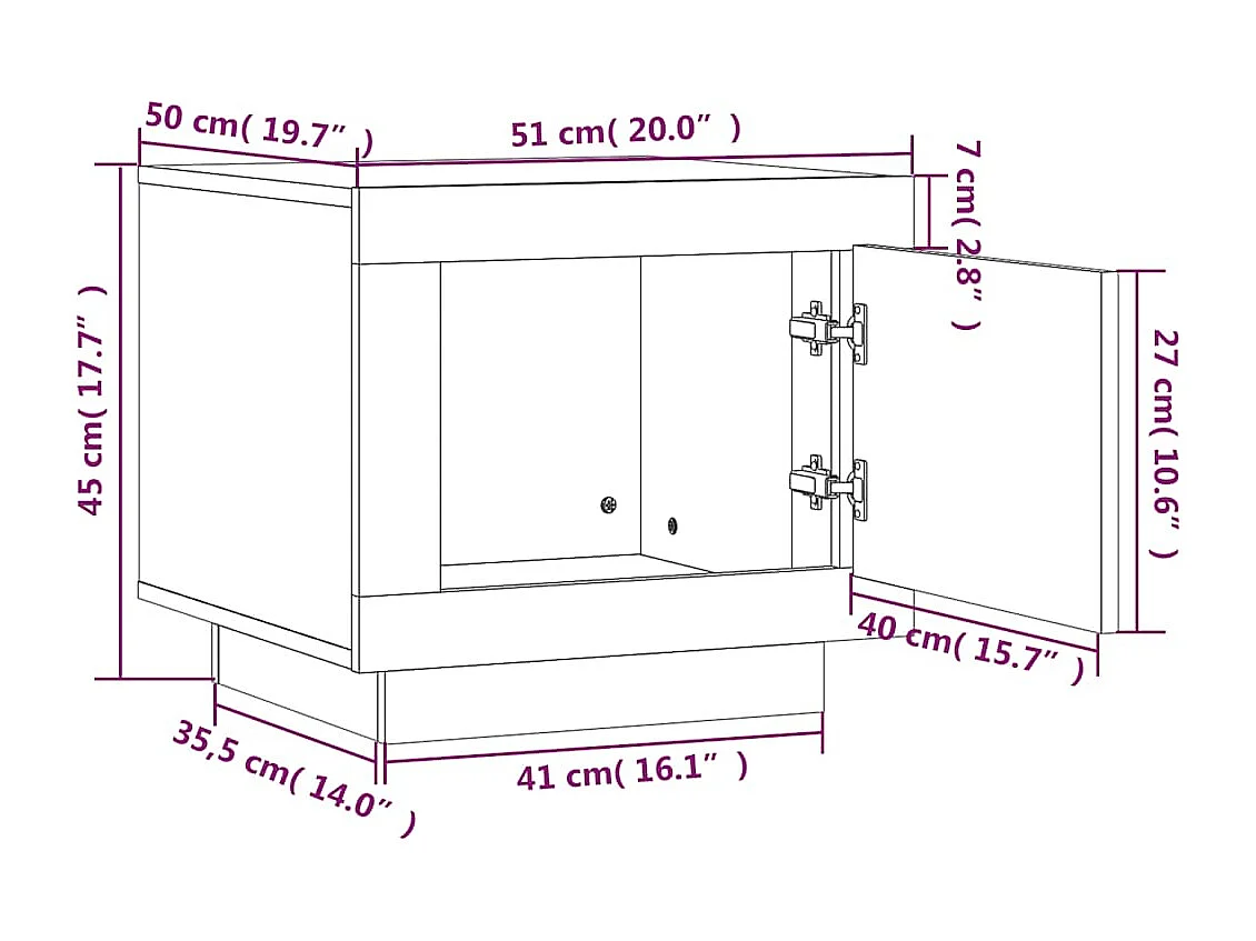 Table basse blanc brillant 51x50x45 cm bois d'ingénierie