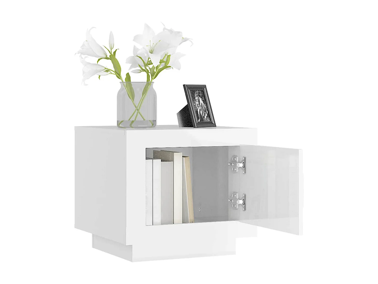 Table basse blanc brillant 51x50x45 cm bois d'ingénierie