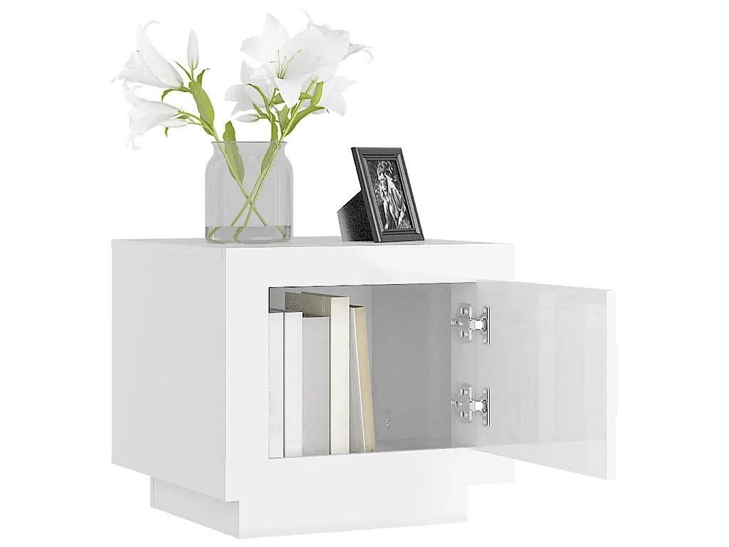Table basse blanc brillant 51x50x45 cm bois d'ingénierie