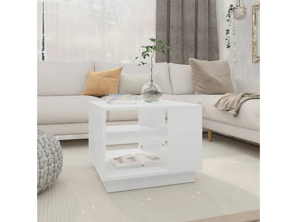 Tavolino da Salotto Bianco 55x55x43 cm in Truciolato