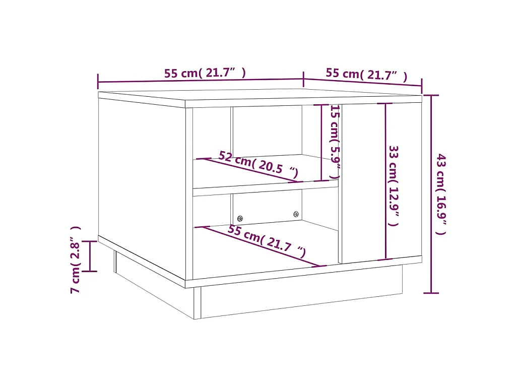 Tavolino da Salotto Bianco 55x55x43 cm in Truciolato