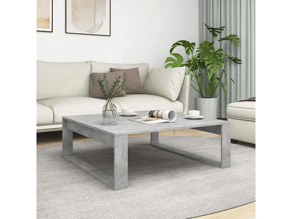 Tavolino da Salotto Grigio Cemento 100x100x35 cm Truciolato