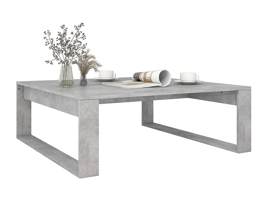 Tavolino da Salotto Grigio Cemento 100x100x35 cm Truciolato