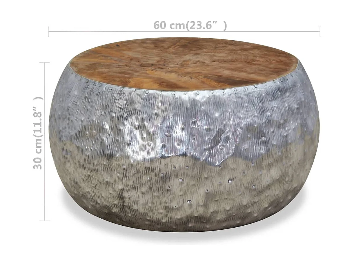 Table basse Aluminium Teck 60x60x30 cm