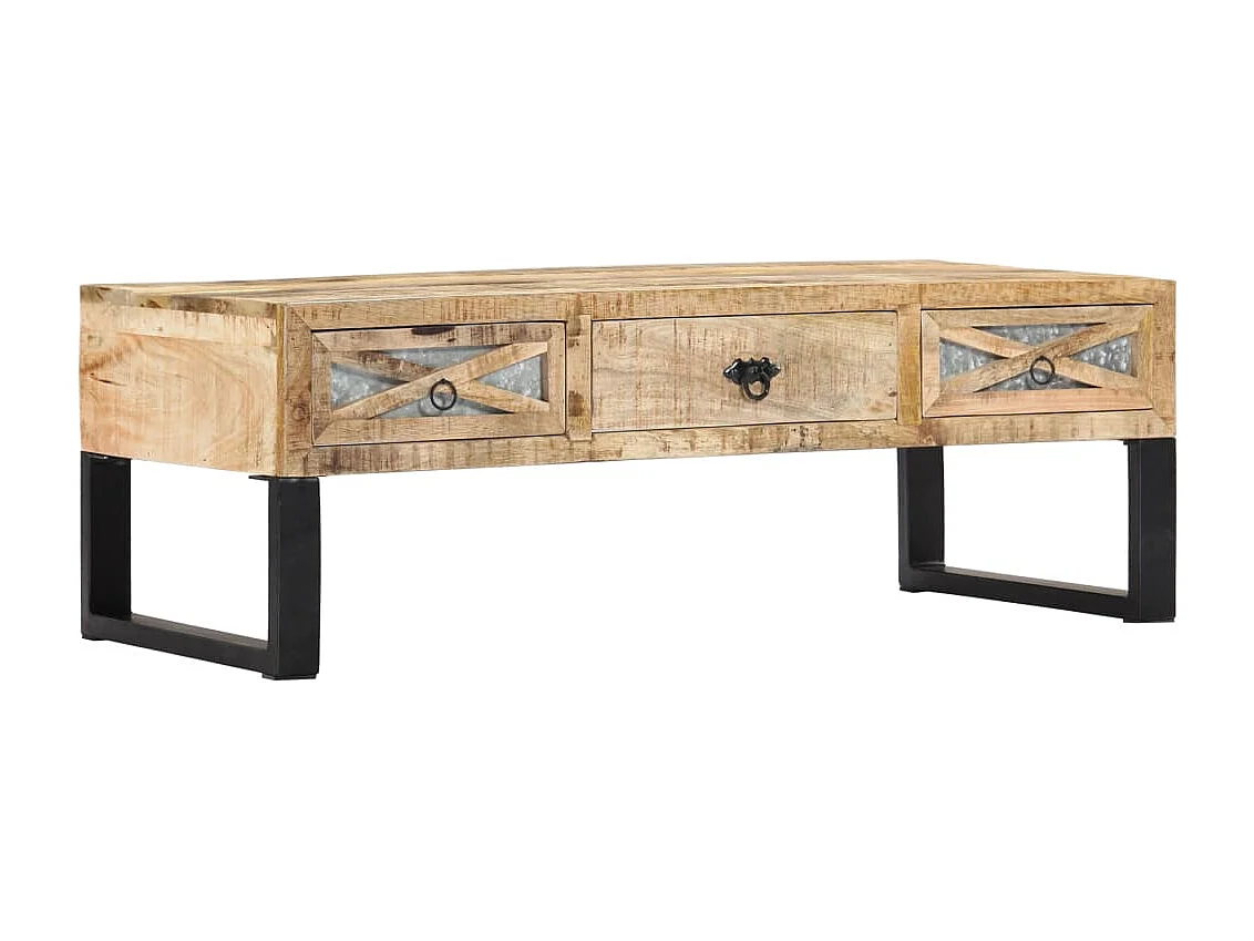 Tavolino da Salotto 110x50x38 cm in Legno Massello di Mango