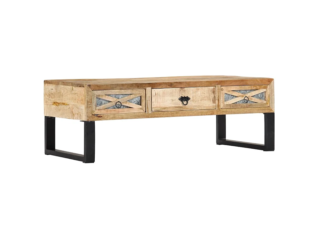 Tavolino da Salotto 110x50x38 cm in Legno Massello di Mango