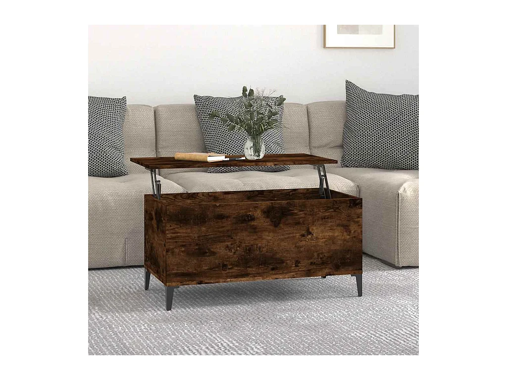Salontafel 90x44,5x45 cm bewerkt hout gerookt eikenkleurig