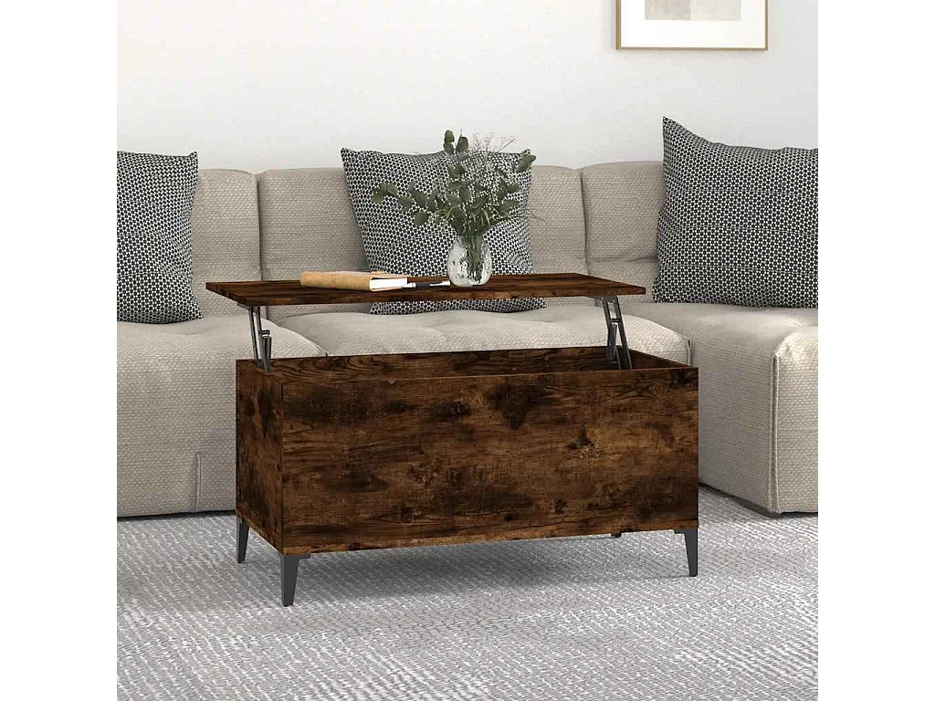 Salontafel 90x44,5x45 cm bewerkt hout gerookt eikenkleurig