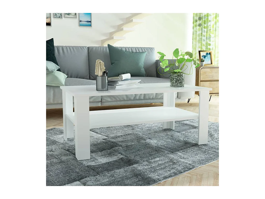 Table basse bois d'ingénierie 100x59x42 cm blanc
