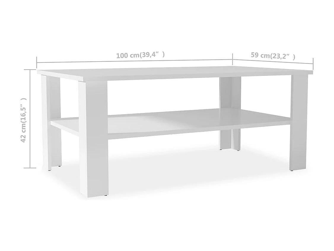Mesa de centro em aglomerado 100x59x42 cm branco