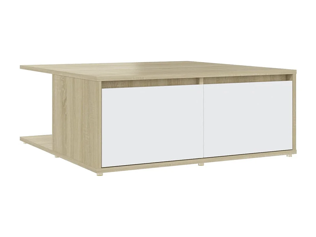 Table basse blanc et chêne sonoma 80x80x31 cm bois d'ingénierie