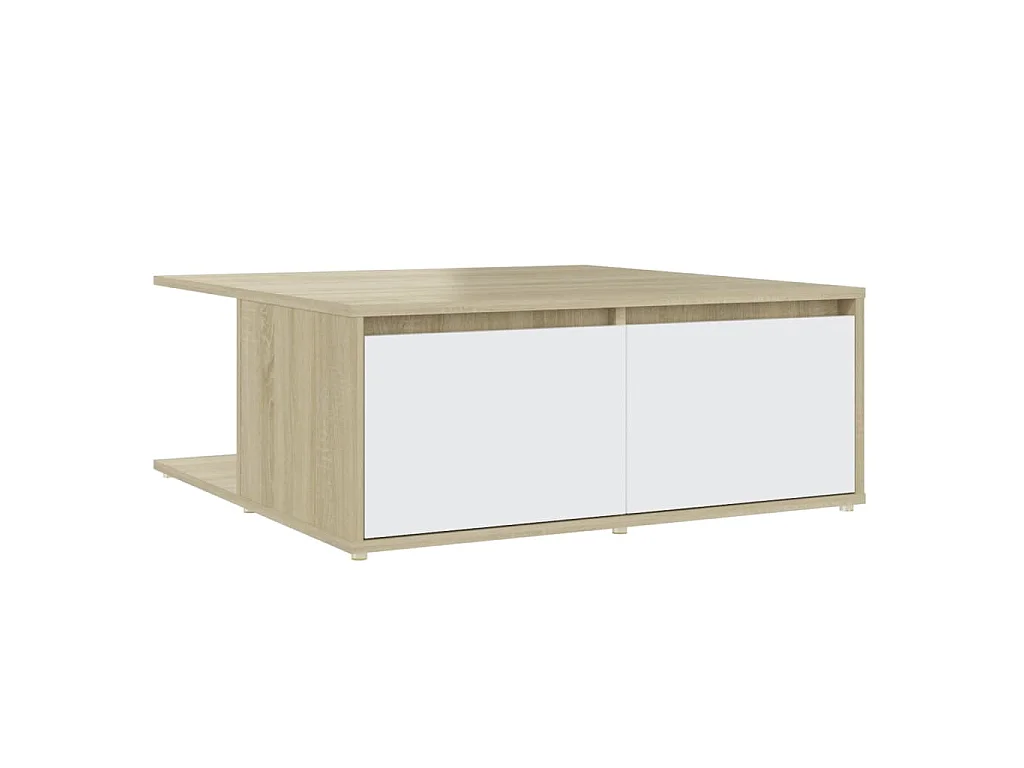 Couchtisch Weiß und Sonoma-Eiche 80x80x31 cm Holzwerkstoff