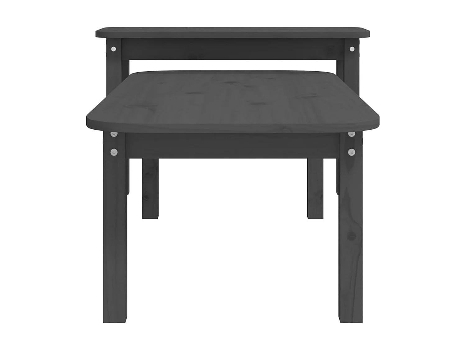 Set Tavolini da Salotto 2 pz Grigio in Legno Massello di Pino