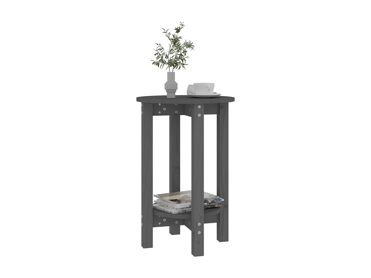 Salontafel Ø 40x60 cm massief grenenhout grijs