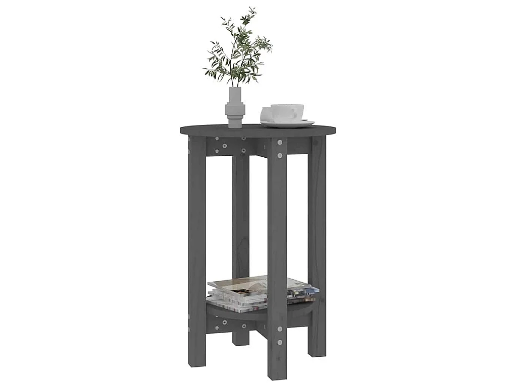 Couchtisch Grau Ø 40x60 cm Massivholz Kiefer