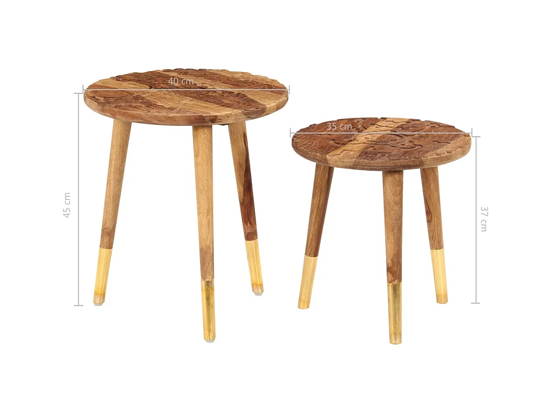Tables basses 2 pcs Bois massif