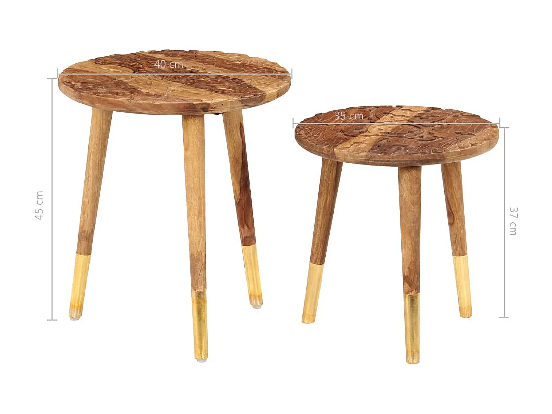 Tables basses 2 pcs Bois massif