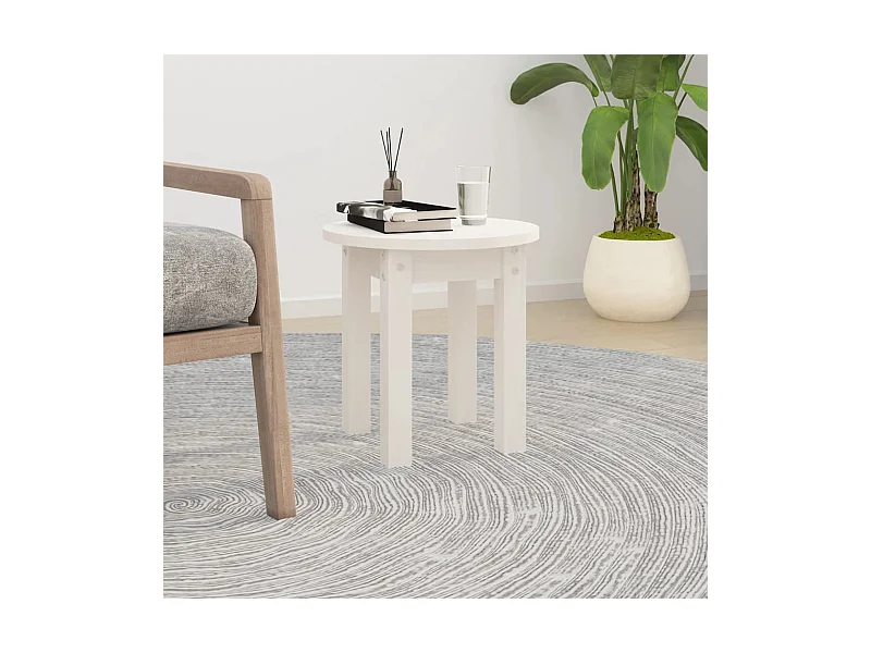Mesa de centro Ø 35x35 cm madeira de pinho maciça branco