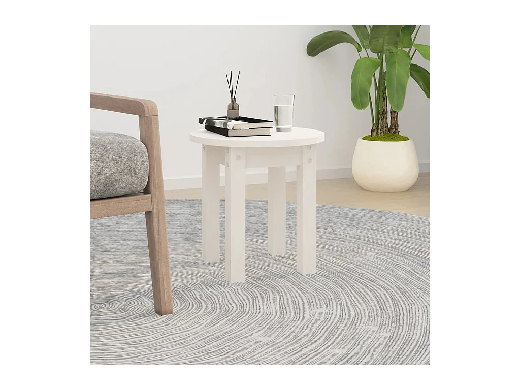 Table basse Blanc Ø 35x35 cm Bois massif de pin