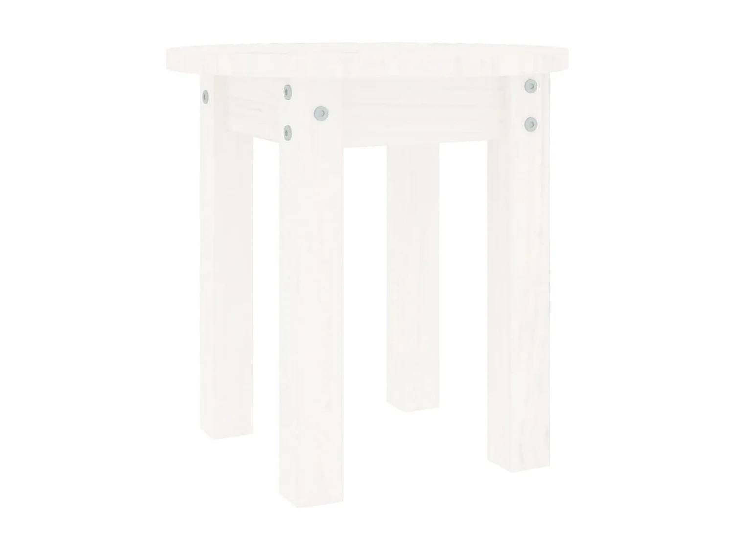 Tavolino da Salotto Bianco Ø 35x35 cm in Legno Massello di Pino