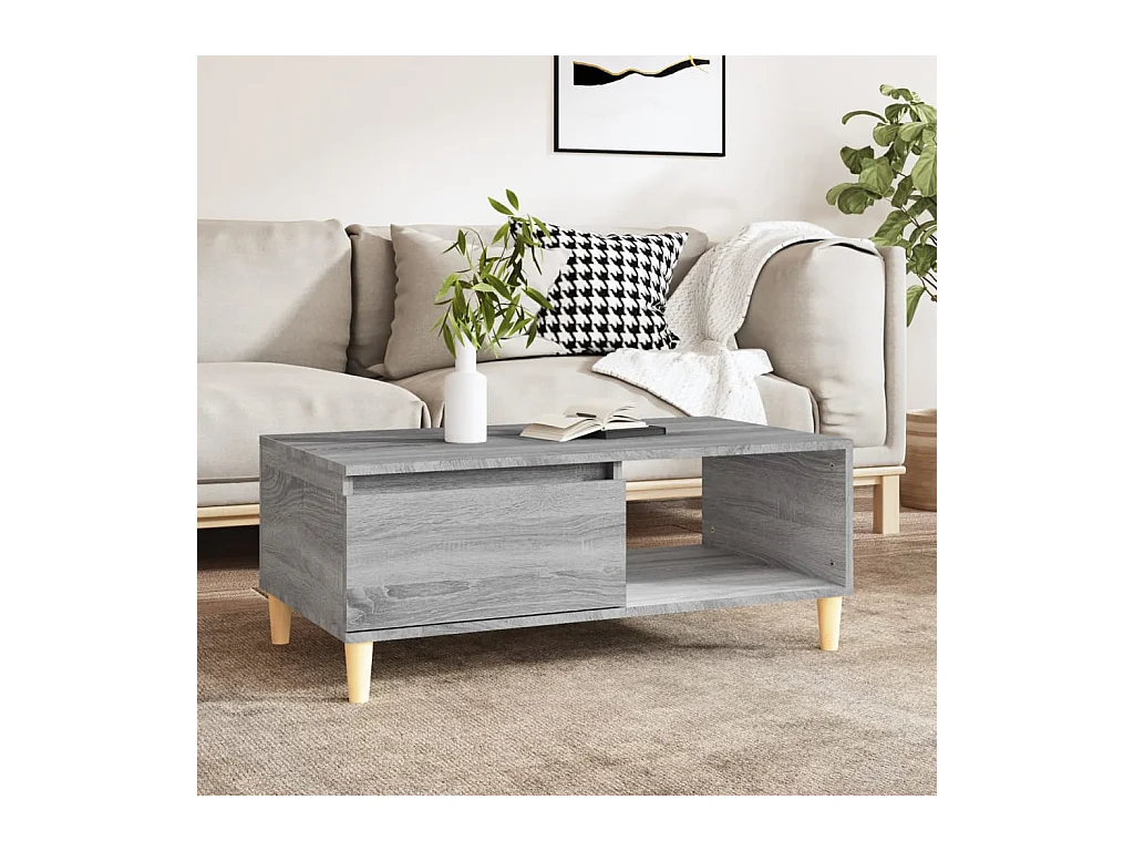 Table basse Sonoma gris 90x50x36,5 cm Bois d'ingénierie