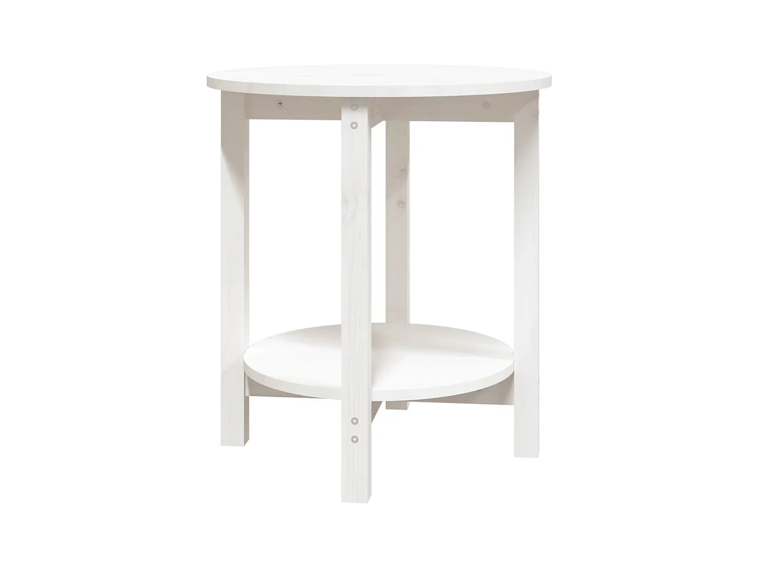 Couchtisch Weiß Ø 55x60 cm Massivholz Kiefer