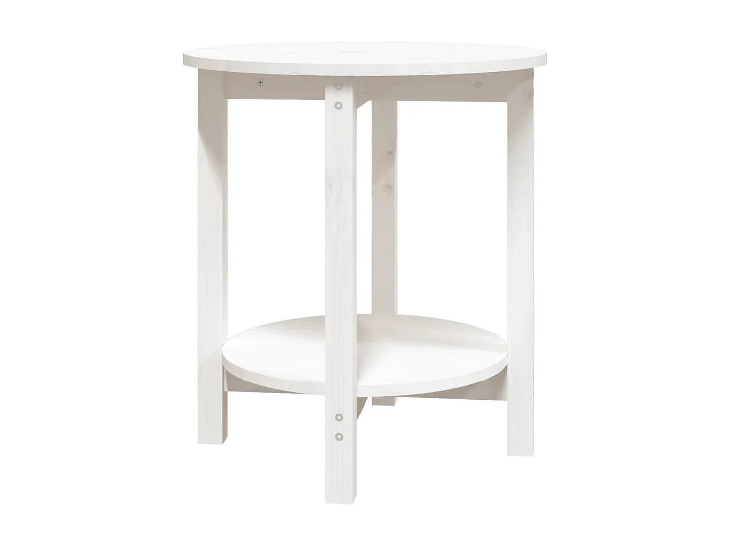 Couchtisch Weiß Ø 55x60 cm Massivholz Kiefer