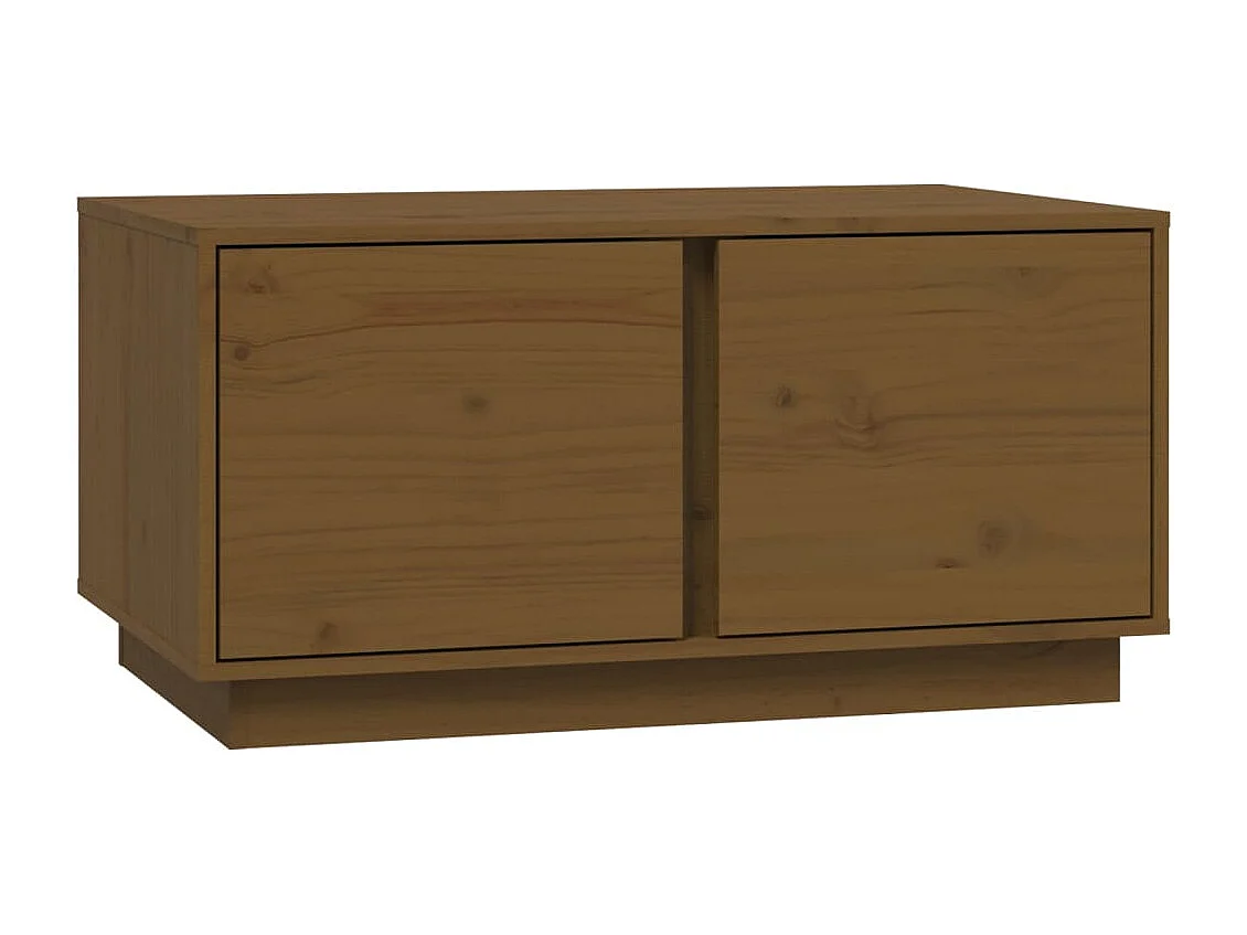 Mesa de centro madera maciza de pino marrón miel 80x50x40 cm