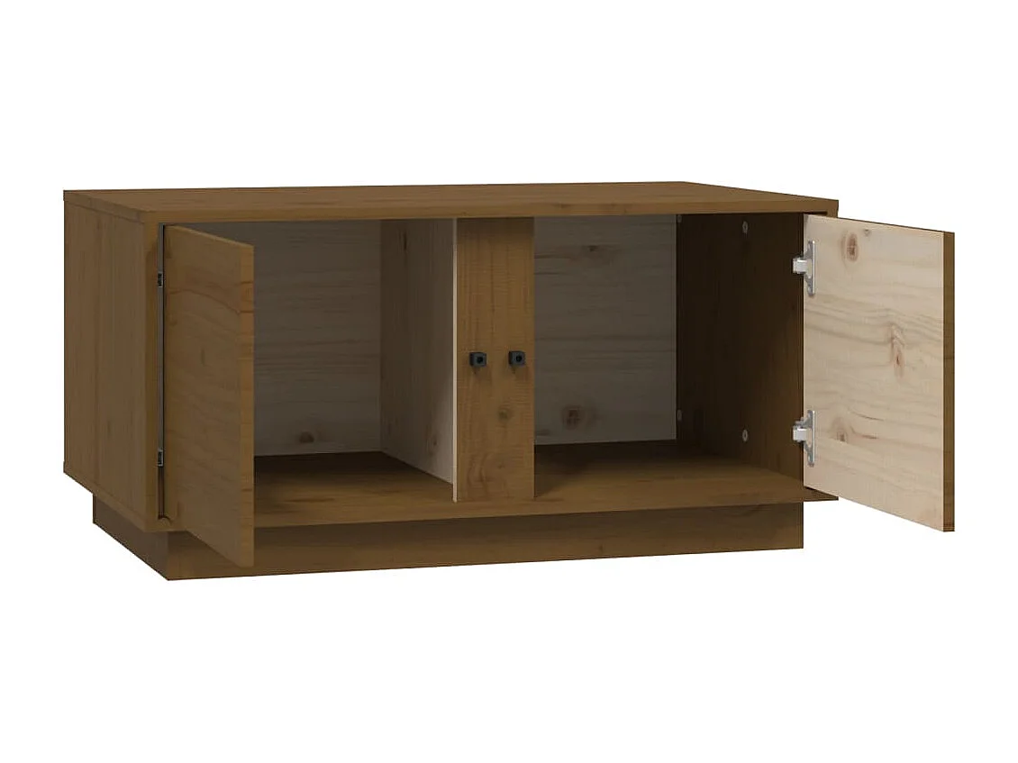 Mesa de centro madera maciza de pino marrón miel 80x50x40 cm
